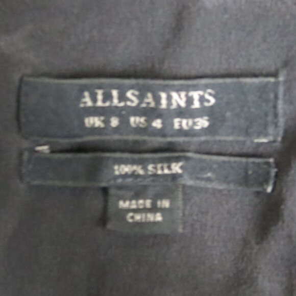 AllSaints Silk Asymmetrical Draped Blouse with Pointed Hem - Picture 7 of 7